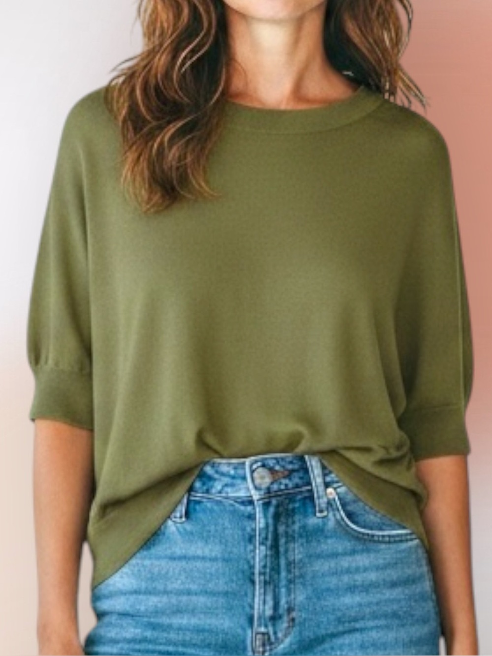 Banana Republic Linen Blend Spiced Olive Green Knit Top Size L